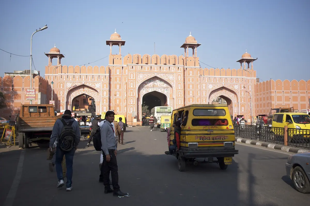 A gate of the walled Pink City